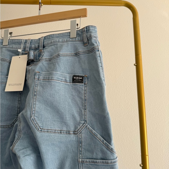 Wildfang The Essential Work denim Women's Sz L Light Wash Carpenter Jeans NEW - Picture 2 of 8
